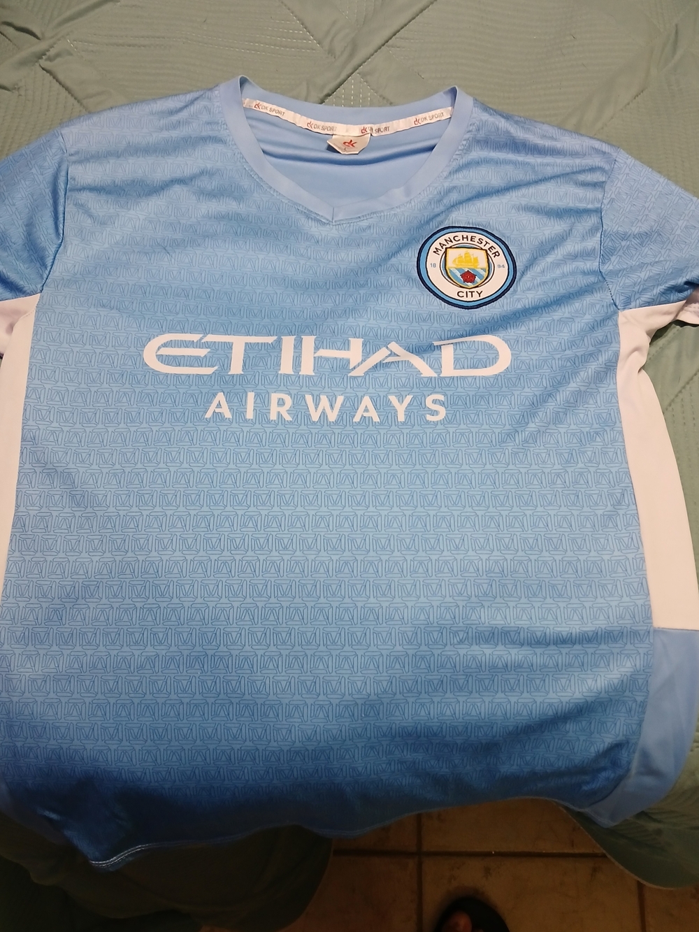 2021/22 Machester City FC Football Club Home Soccer Jersey Large Mens